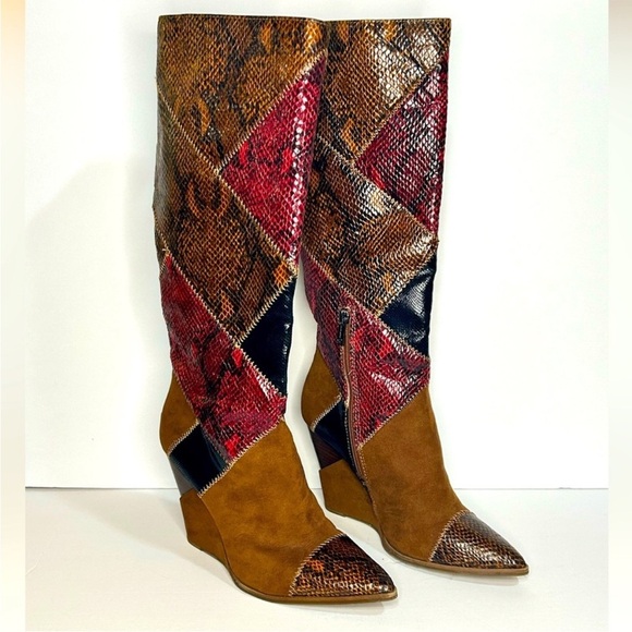 Jessica Simpson Shoes - Jessica Simpson Women's Henlee Red Brown Faux Leather Knee-High Boots Size‎ 9